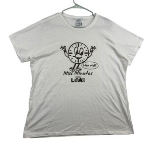 Miss Minutes Loki Shirt Womens XL White Marvel Tee TVA Hey Y'all Graphic Disney+